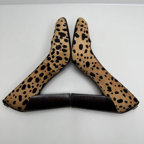 TORY BURCH Leopard Bovine Hair Cheetah Wood Block Heels Pumps Size 8 M - Picture 10 of 12